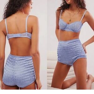 Free People Intimately Ruched silky shorties light blue size XS